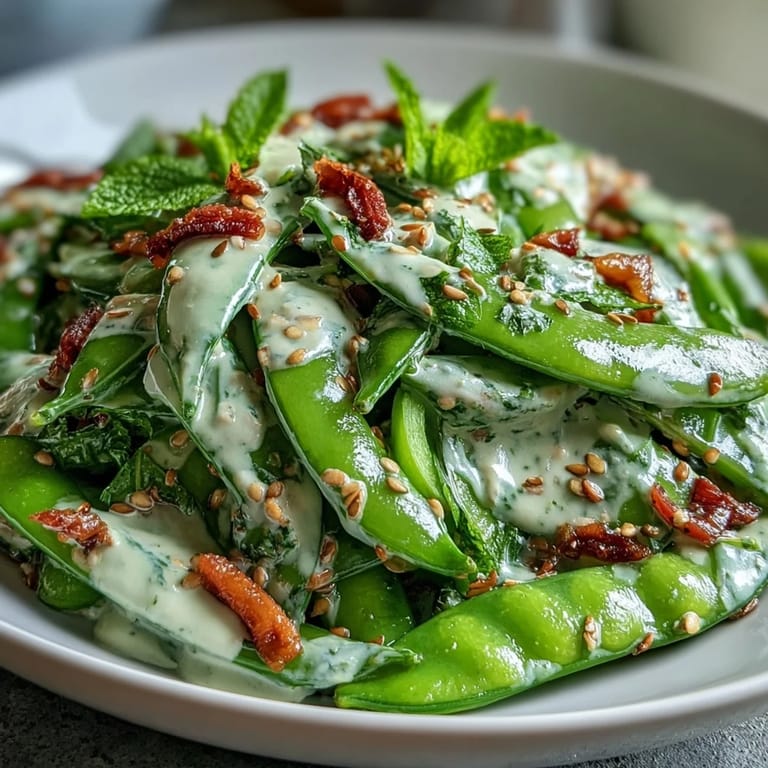 Vibrant Snap Pea and Radish Spring Salad showered with toasted sesame seeds.