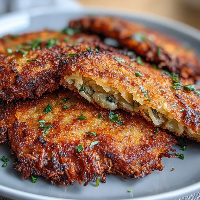 Tender cabbage rounds breaded and fried to crispy perfection, offering a delicious meat-free twist on traditional schnitzel.