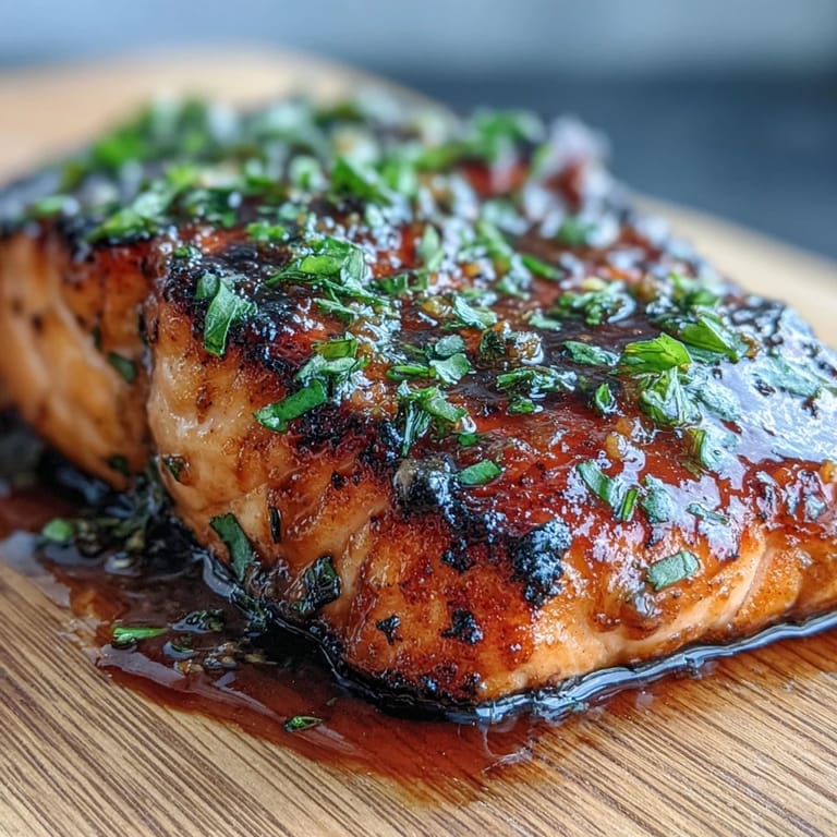 Beautifully cooked cedar plank salmon, brushed with a tangy sweet glaze.